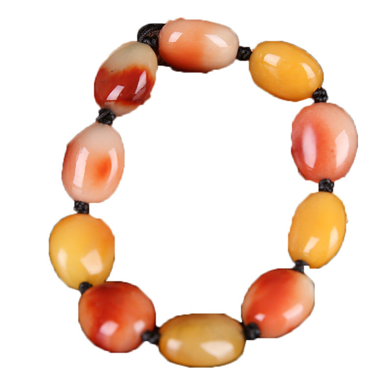 寿山石三彩芙蓉石手链 - 拍卖