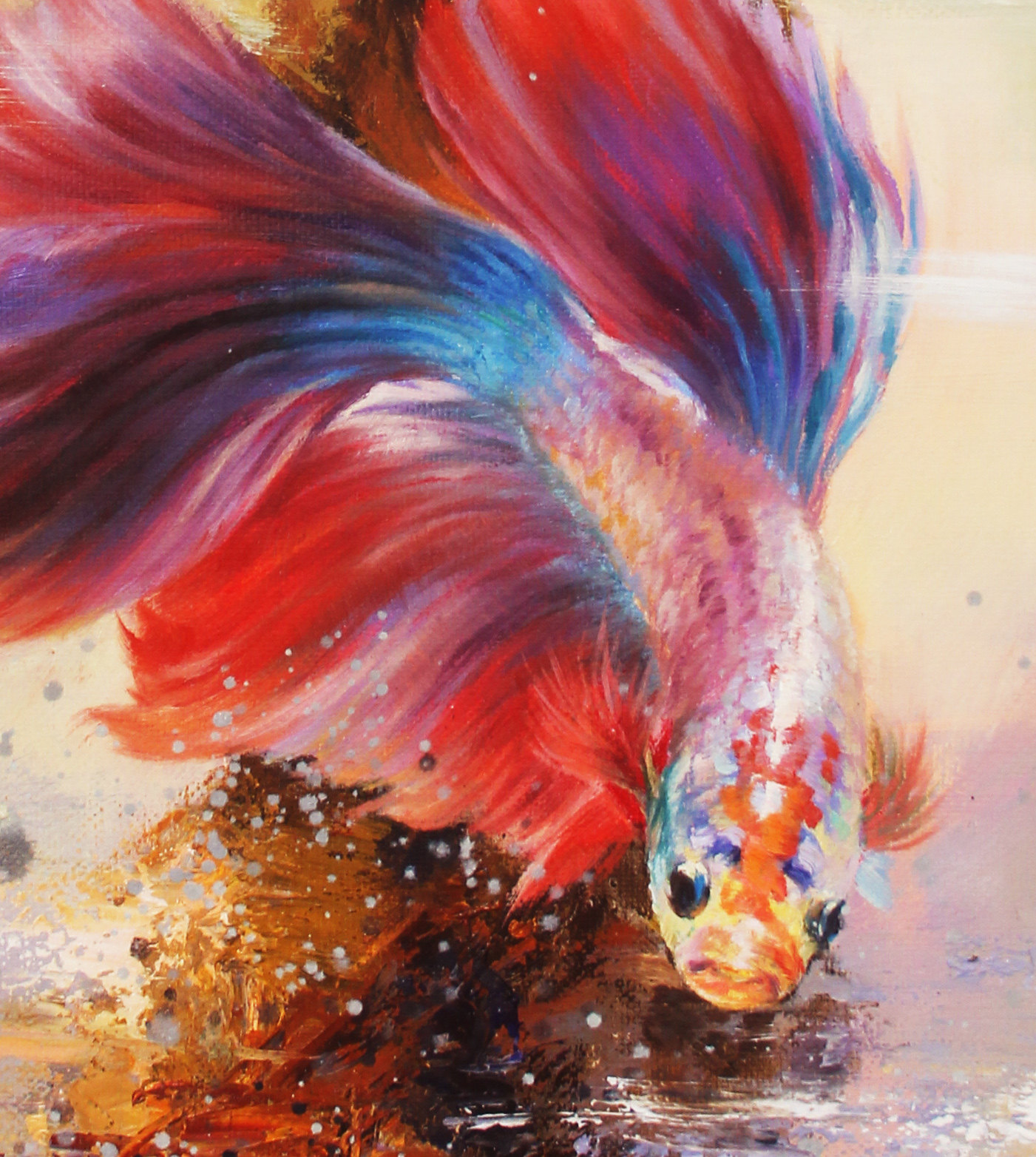 郑伟民 原创《鱼.海棠》精品 布面油画