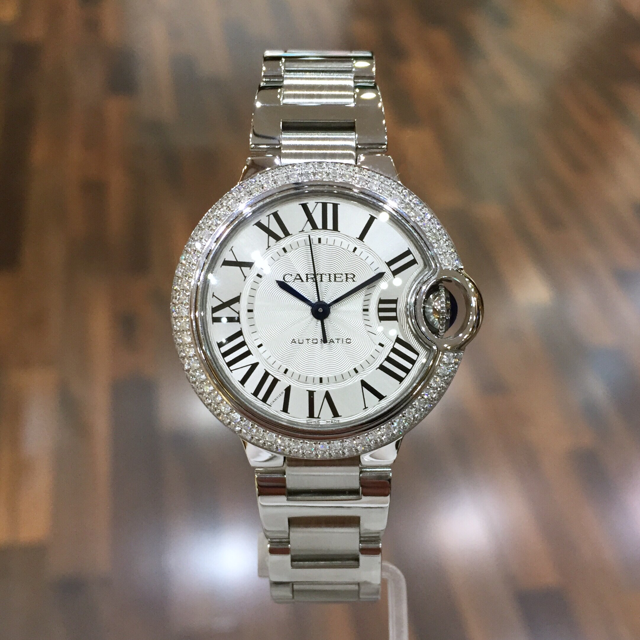 [全套附件][9.8新]卡地亚手表女表卡地亚蓝气球33mm 精钢后镶钻