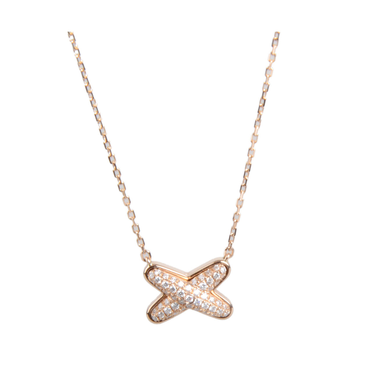 [9.9新]chaumet尚美女士玫瑰金缘系一生镶钻交叉项链19年购入