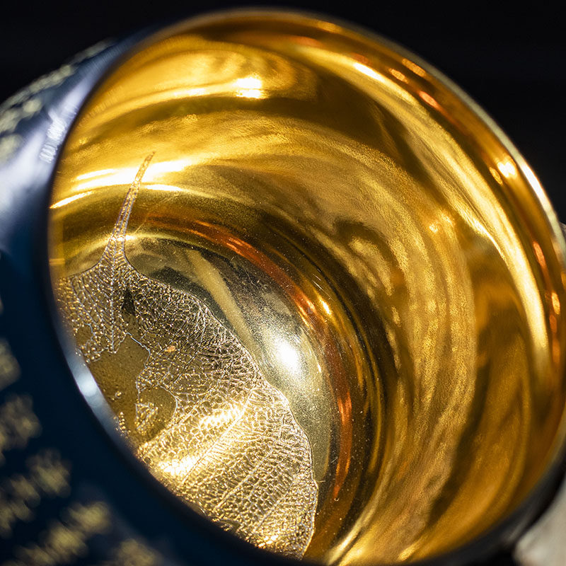 【大漆心经木叶金杯】宋瑜 大漆鎏金中国风高端茶杯 j42