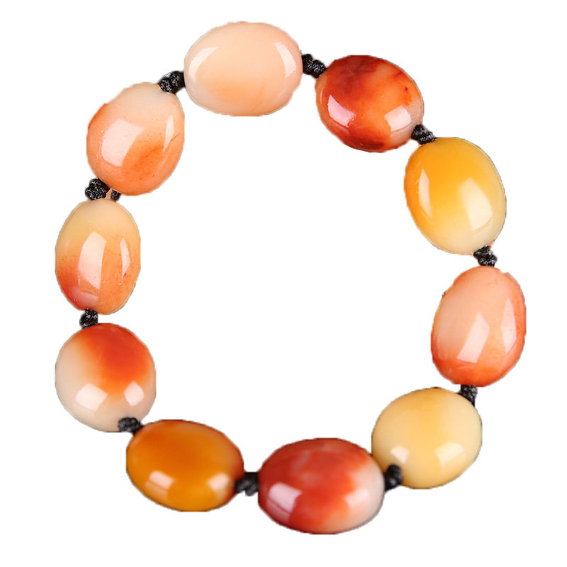 寿山石三彩芙蓉石手链 - 拍卖