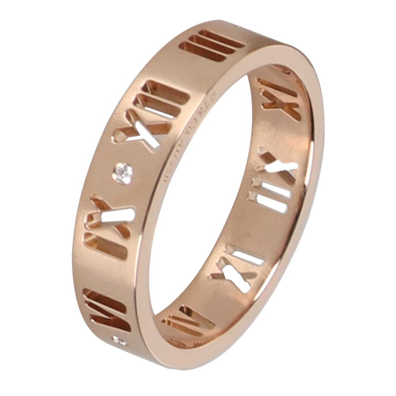 [9.9新]蒂芙尼tiffany宽版18k玫瑰金镶钻戒指52号