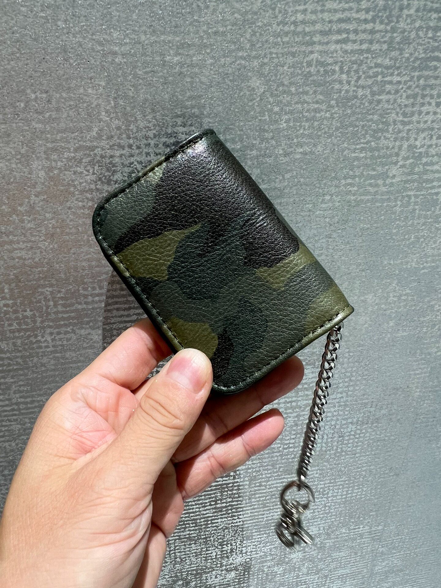 Chrome Hearts Style Scroll Card Holder in Camouflage Calfskin