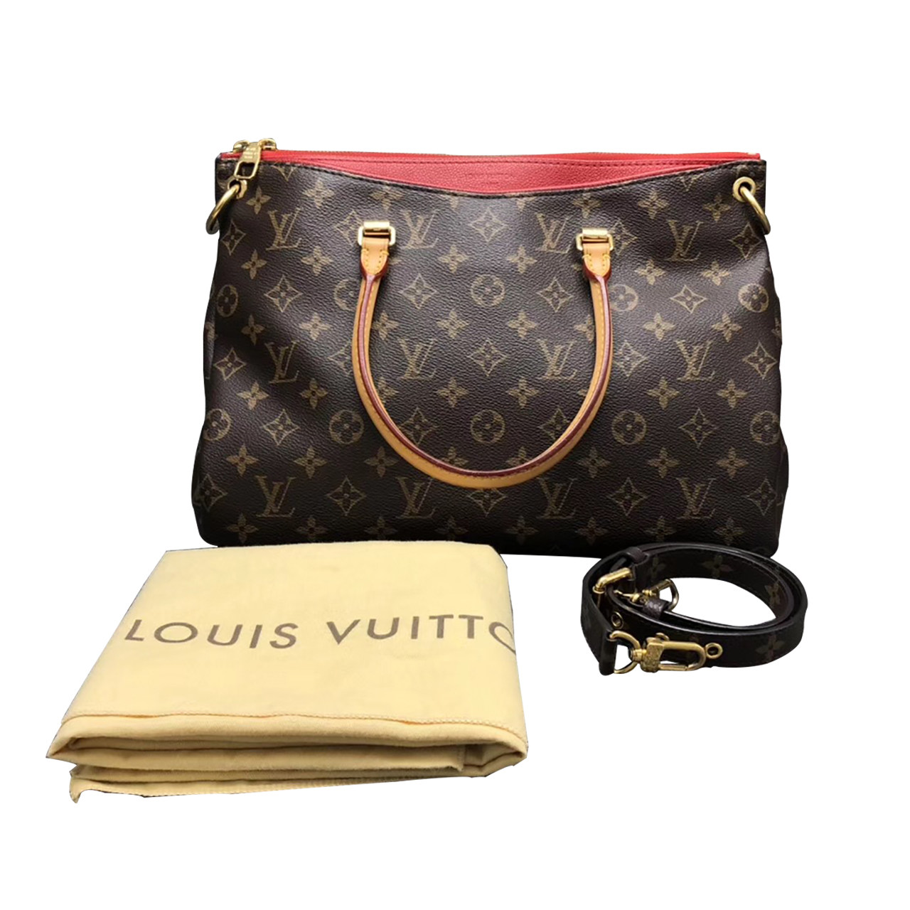 95新]路易威登lv经典传奇pallas老花帆布配皮中号手袋