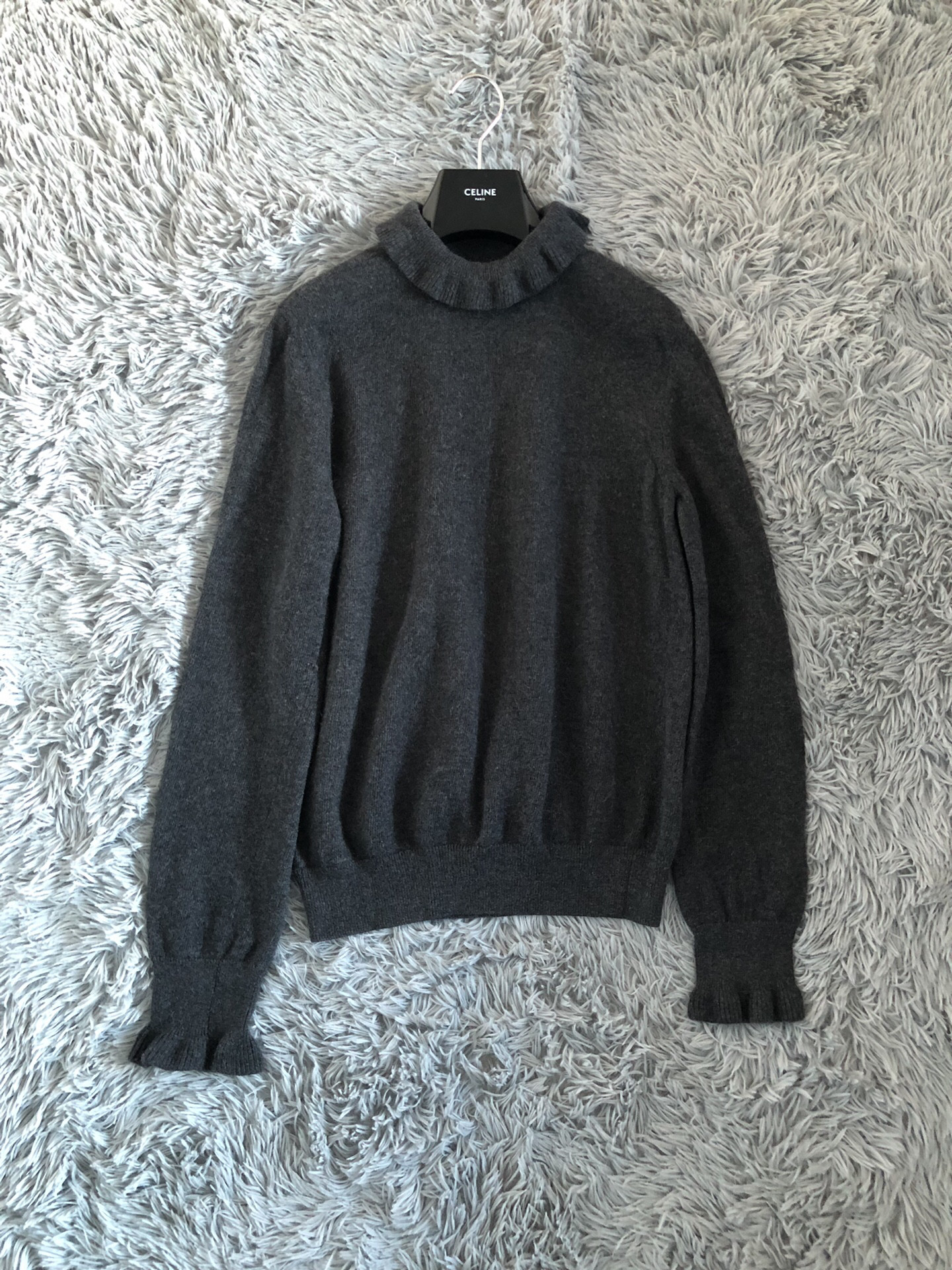 Celine Ruffled High Neck Sweater