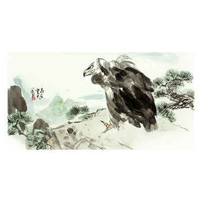 博悦艺术收藏  杨小春《志在云天》雄鹰水墨国画 陕西名家 客厅 办公