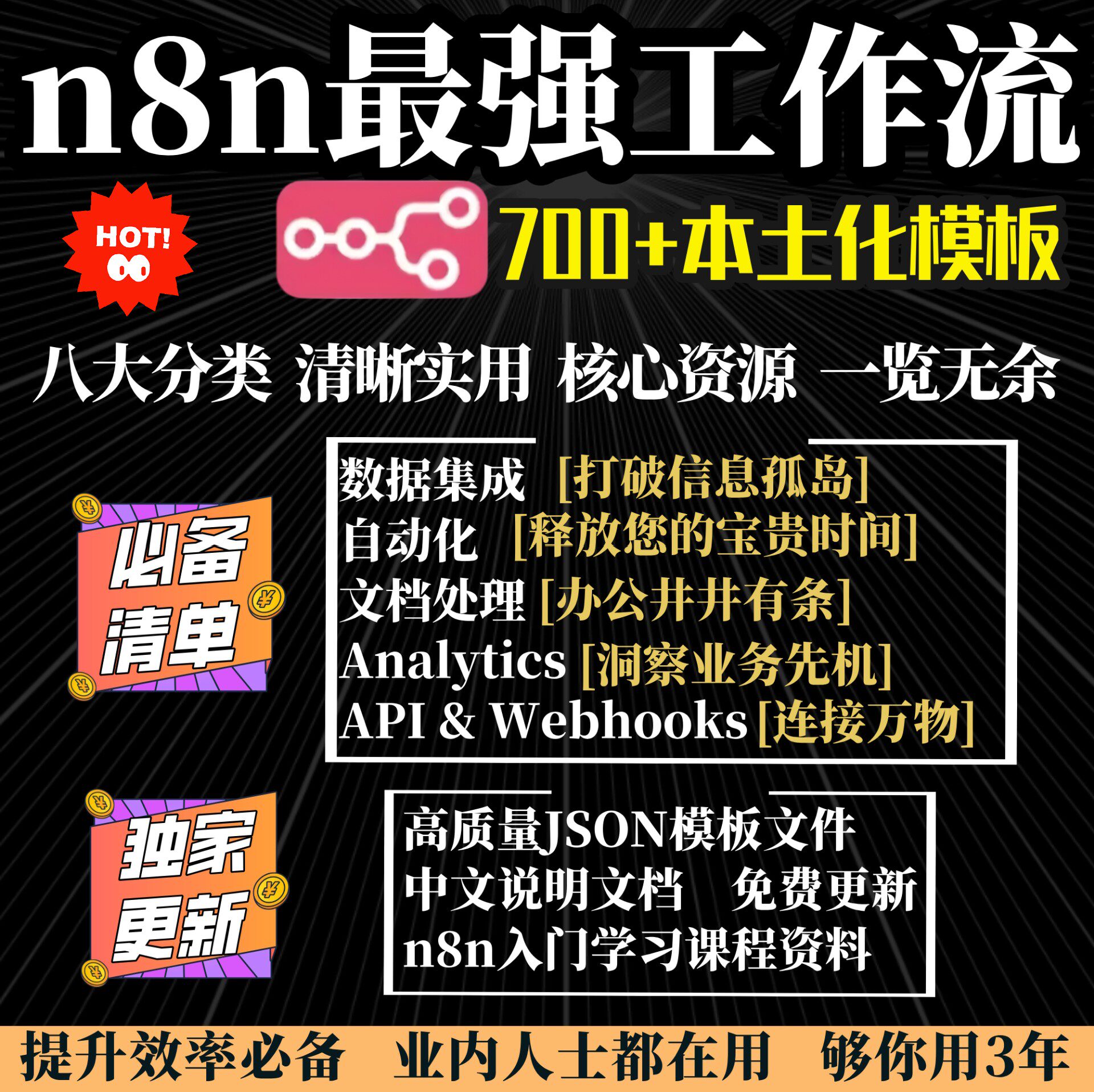 n8n工作流课程+700套中文模板合集，