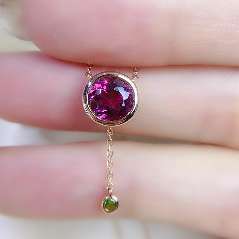 天然碧玺锁骨链1.88ct 18k金镶钻石0.06ct hdb704