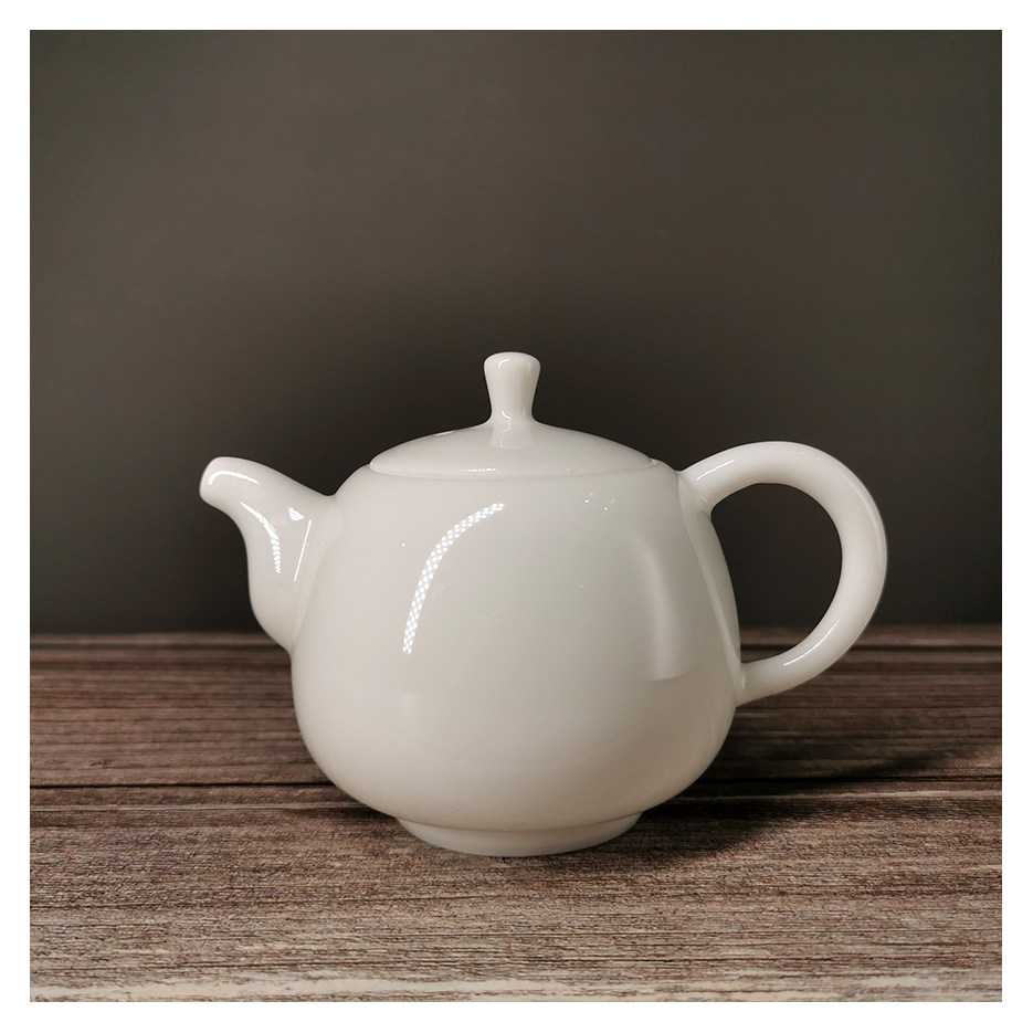 韵09 手工白瓷茶壶羊脂玉功夫茶具 家居生活美学艺术茶室衍生品