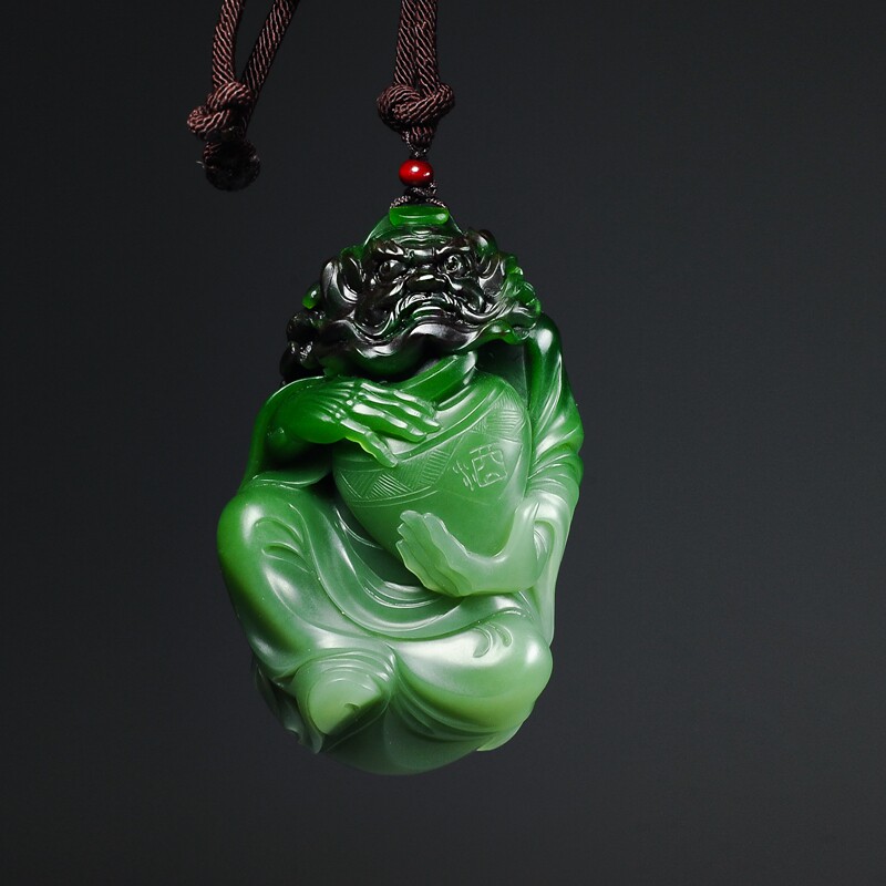 张红哲玉雕工作室 中国玉石雕刻大师张红哲 和田玉碧玉引福纳祥钟馗把