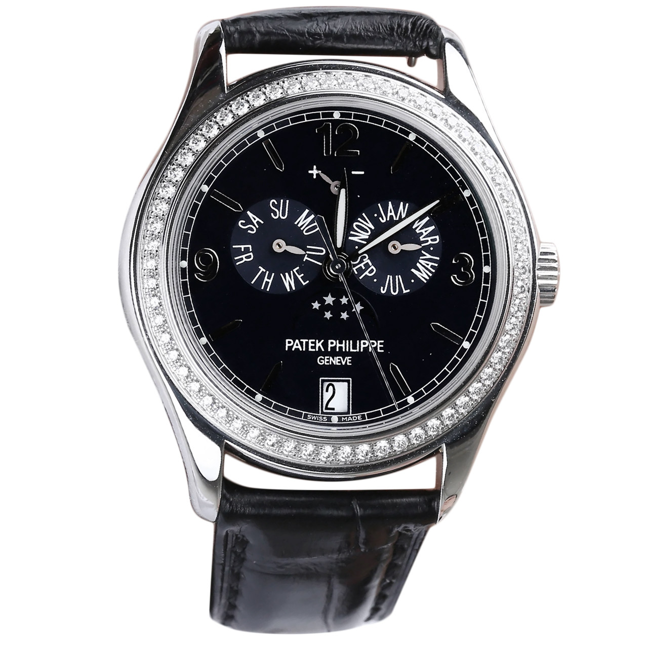 5新]百达翡丽公价37.17万自动机械镶钻18k白金男表