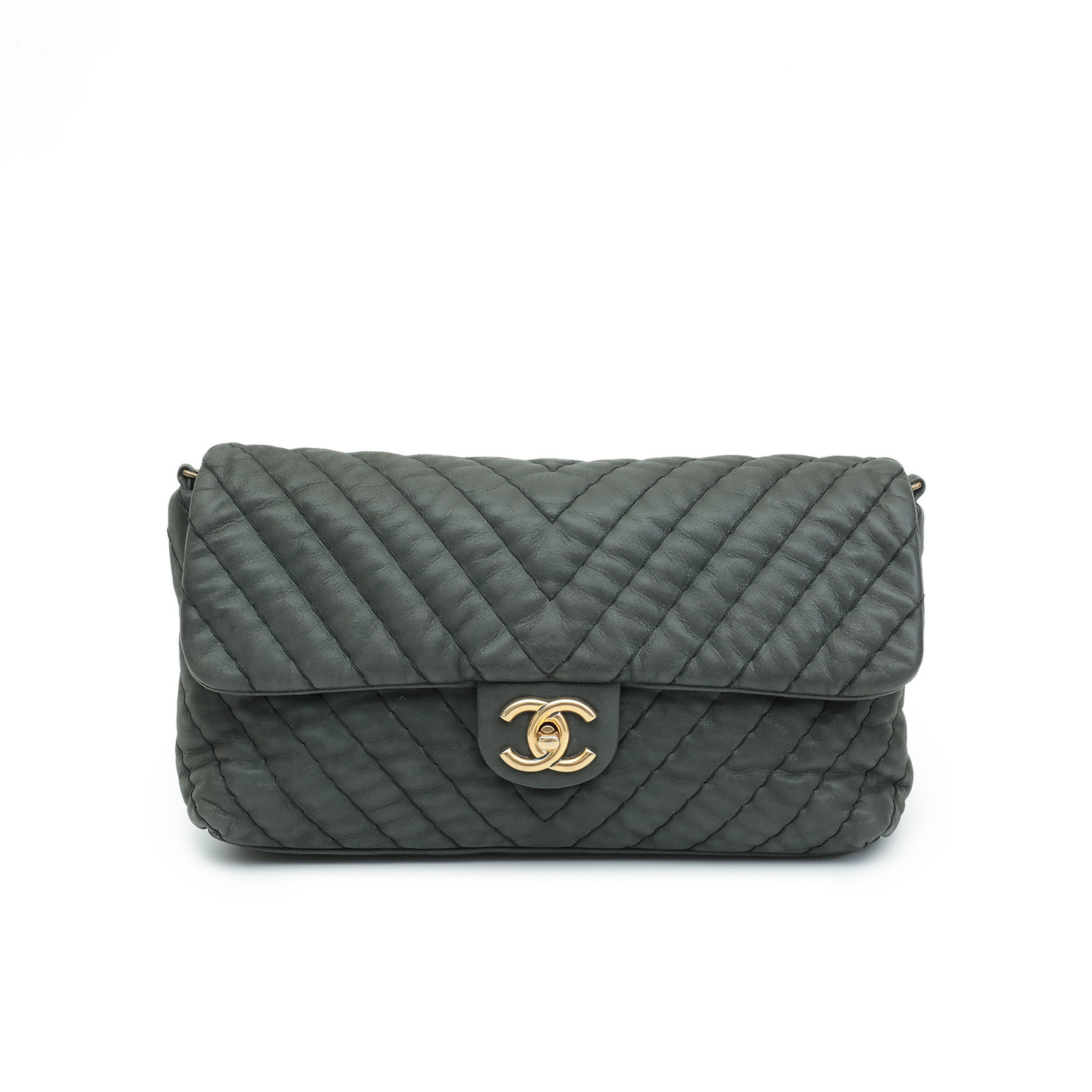 【9.5新】香奈儿chanel女士黑色复古金扣v纹双c口盖包单肩包48238