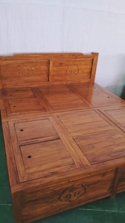 双人床老榆木床高档实木床箱体床卧室新中式家具