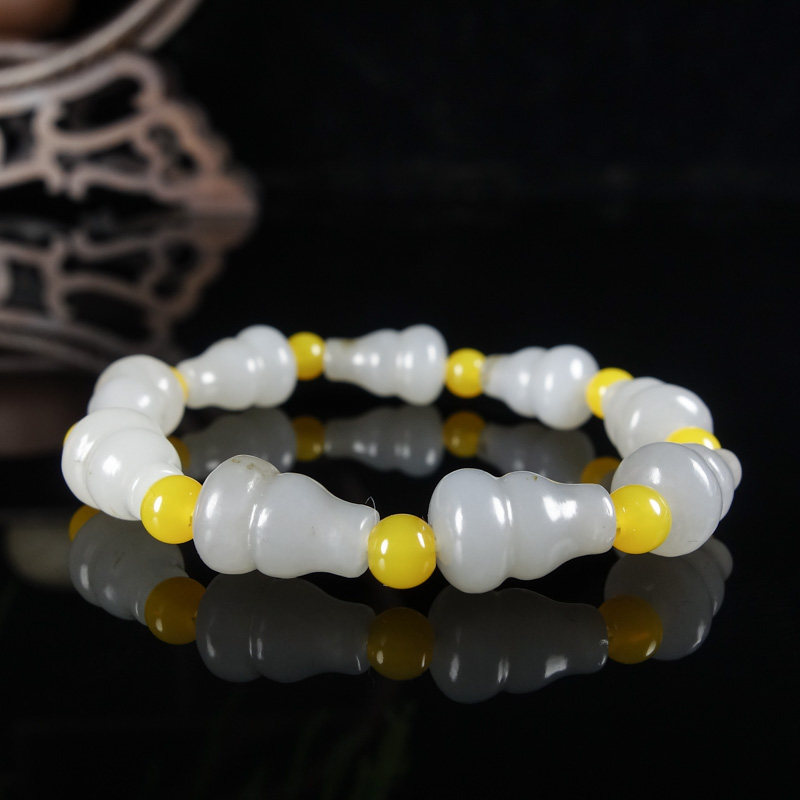 【福禄双全】 精雕和田玉单圈葫芦手串 19.17g jk4159