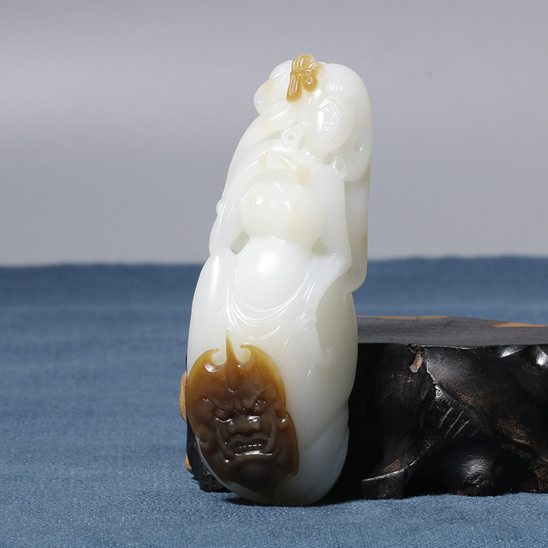 【如花似玉】省级宋永胜作品和田玉羊脂玉美女玉贵人把件102克