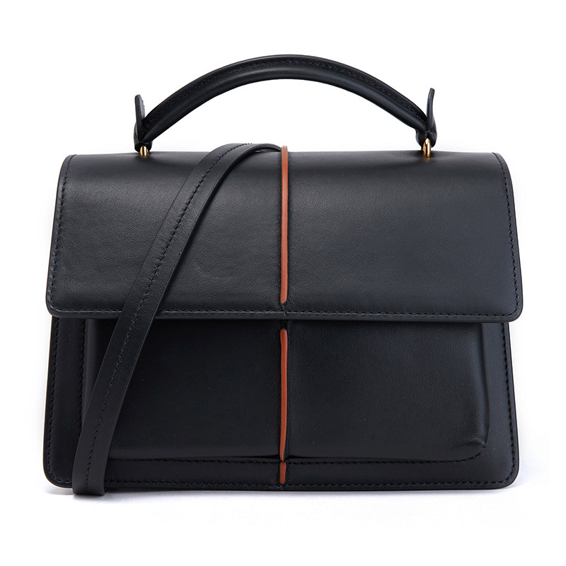 [99新未使用]marni玛尼女包黑色牛皮单肩包风琴包bmmp0021y0lv589