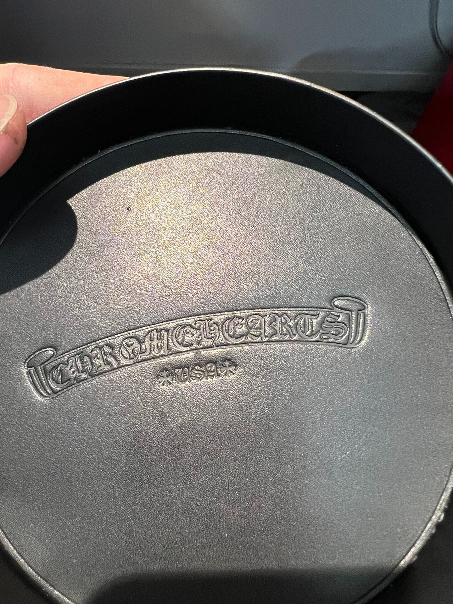 Chrome Hearts Style Round Leather Tray