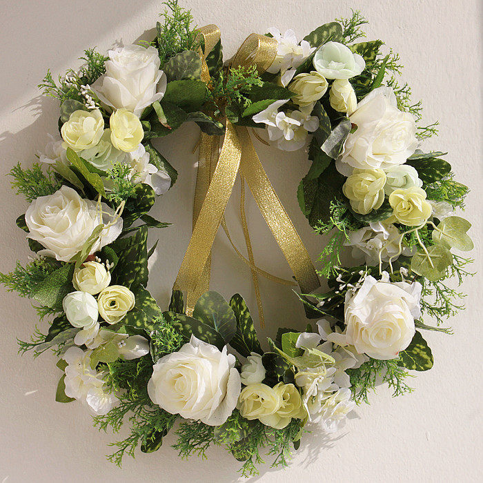 花环婚礼欧式韩式绢花布置背景道具婚庆教堂仿真花