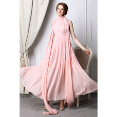 French elegance and romantic pink Greece fold goddess long dress elegant oversized chiffon dresses 9078