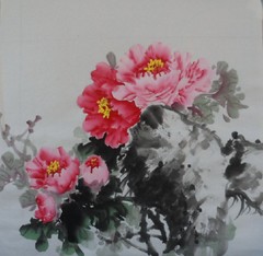 国画牡丹 客厅装饰画 花开富贵 字画批发 走廊装饰画 水墨花鸟画