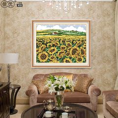 佳优 新款卧室画美式乡村风景系列葵花园向日葵十字绣成品出售