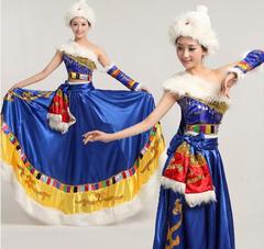 新款民族舞蹈服装 蒙族服装  藏族舞蹈演出服女 民族 开场裙