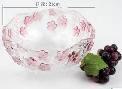包邮特价大号梅花玻璃水晶果盘果盆水果盘时尚创意樱花糖果盘果斗