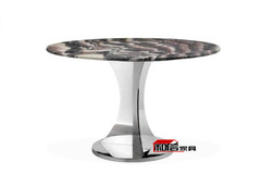 现代大理石餐台小户型圆桌不锈钢餐桌简约饭桌样板房工程家具定制