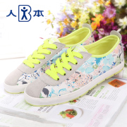 This fall 2015 low fluorescent colour trends floral canvas sneakers national wind breathable women's shoes