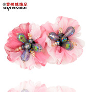 Smiling Korean version of Crystal fabric hairpin clip headgear top Korea cross hair accessories clips side clips jewelry 801254