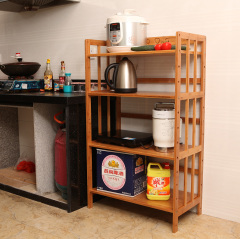 楠竹微波炉架厨房置物架  多功能双层实木板式层架储物架收纳架子