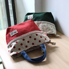 日系韩版新款帆布便当包 休闲碎花简单方便森女小包包妈咪手提包