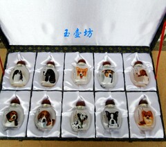 中国特色手工艺世界名犬内画鼻烟壶套装精品