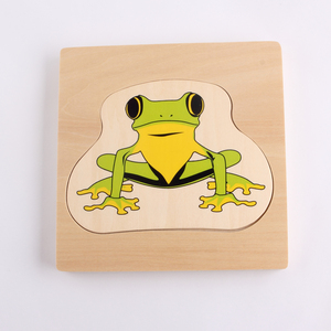 蒙氏教具蒙台梭利科学文化教具青蛙的生长 多层嵌板 动物木头嵌板