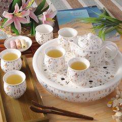 玉兆-茶具套装特价 景德镇双层陶瓷功夫茶具茶杯带茶盘隔热有茶漏