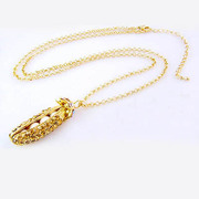 Smiling post gold rhinestone pendant necklace collar pea pods accessories female pendant jewelry pendant jewelry