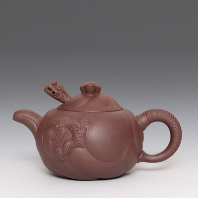 国家级工艺美术师范春锋作品/鱼化龙壶/附证书 保真品