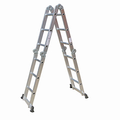 帮尔高 铝合金多功能梯 家用折叠梯子直梯人字梯 三档四折3.7米