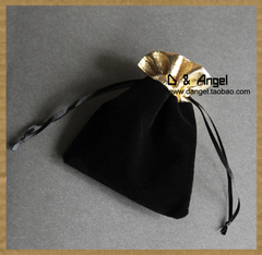 D-ANGEL 高档饰品包装袋 黑色植绒金边手链袋