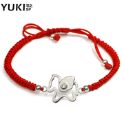 YUKI925 silver Zodiac Silver Horse jewelry SpongeBob red rope bracelet men women couples knitted Valentine gifts