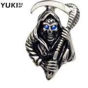 YUKI men''s titanium steel necklace European fashion punk skeleton grim reaper character non-mainstream fashion pendant ornaments