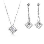 YUKI jewelry ladies necklace earrings sets Korea Korean fashion the upscale Crystal cube accessories clean
