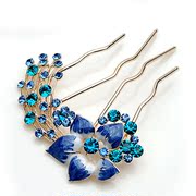 Package mail smiling Korean version of the Peacock rhinestone hairpin hairpin hair accessories Korea insert hairpin flowers tiara jewelry