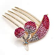 Smiling Korean cherry rhinestone Crystal hair comb insert hairpin tiara comb hair fork and women''s hair accessories jewelry 359064