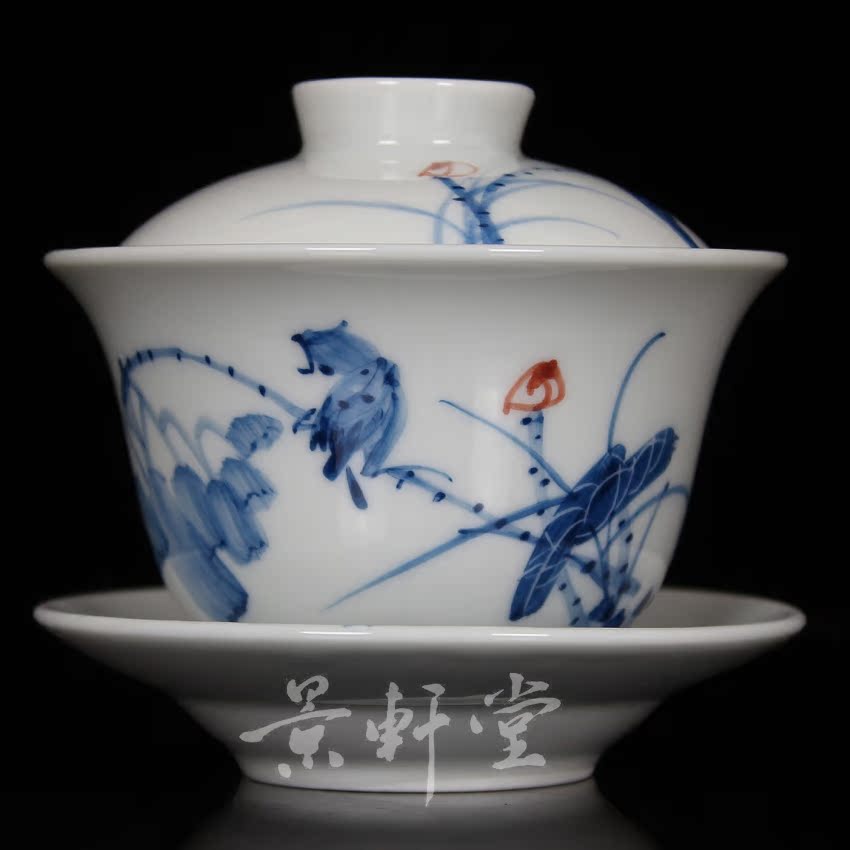 京德茶器 贵和祥茶具 京德贵和祥 京德珍藏 京德青花荷花鸟小盖碗|ruв категории посуда, чайный сервиз, супник - от Buy2taobao.com для оказания профессиональной услуги покупки агента Taobao