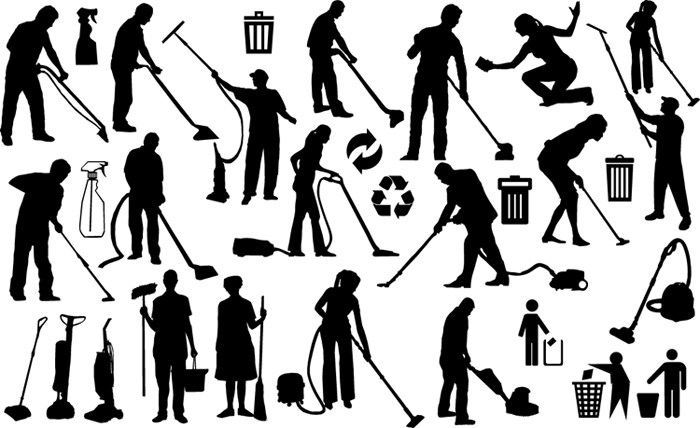 剪影清洁工人ai矢量素材清洁工打扫卫生设计素材