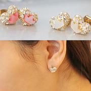 D211 good earrings Korea jewelry lovely shell Crown diamond heart earring studs