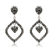 Mu-Mu-retro love imitate diamond earrings jewelry heart by heart, Japan and South Korea cute earrings fashion diamond women 645