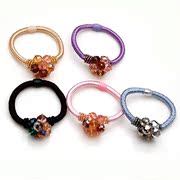 Smiling post colorful Crystal bead ring tail withholding rope band Korea hair hair hair hair accessories